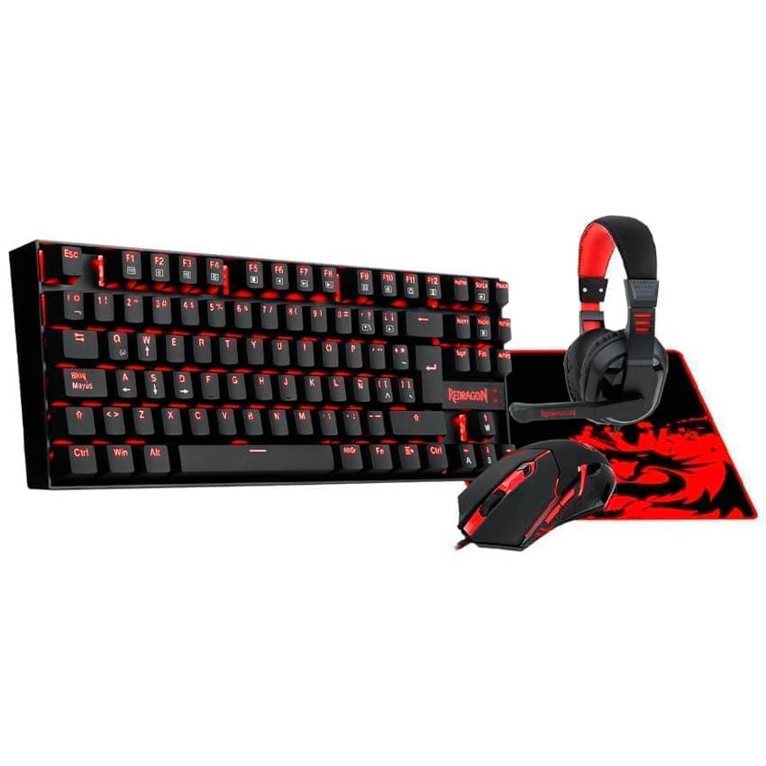 Combo Teclado Mouse Auricular Pad Redragon K552-Bb-2 Ps4